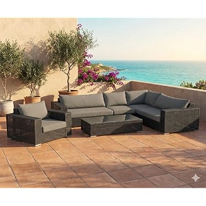 outdoor lounge 6 seater sofa and center table for patio balcony garden outdoor amp indoor furniture setblack and grey