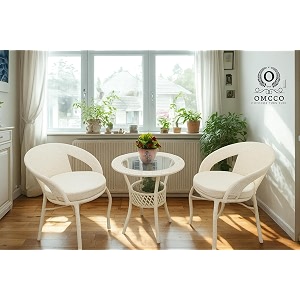 2 chair and 1 center table with cushion and table top glass patio conversing set for garden balcony backyard poolside