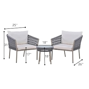 patio outdoor rattan wicker chair and table patio conversation set with cushions and table glass backyard porch garden poolsidebeige beige083