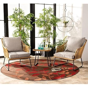 patio outdoor rattan wicker chair and table patio conversation set with cushions and table glass backyard porch garden poolsidebeige grey049
