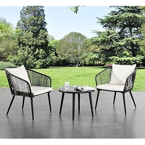 patio outdoor rattan wicker chair and table patio conversation set with cushions and table glass backyard porch garden poolsidebeige off white563