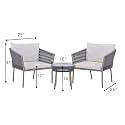 Patio Outdoor Rattan, Wicker Chair and Table, Patio Conversation Set with Cushions and Table Glass, Backyard, Porch, Garden, Poolside(Beige) (Beige083)