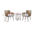 Patio Outdoor Rattan, Wicker Chair and Table, Patio Conversation Set with Cushions and Table Glass, Backyard, Porch, Garden, Poolside(Beige &amp; Grey)