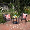 Patio Outdoor Rattan, Wicker Chair and Table, Patio Conversation Set with Cushions and Table Glass, Backyard, Porch, Garden, Poolside(Beige) (Brown9474)