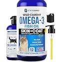 Omega 3 Fish Oil for Cats - Wild Caught, Skin and Coat, 12 fl oz Liquid