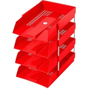 omega office tray set of 4 red