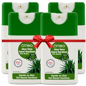 omeo aloe vera hand instant sanitizer gel 25ml pack of 4 70 alcohol skin friendly safe for kids 9999 germs free protection anti bacterial advance formula quick dry