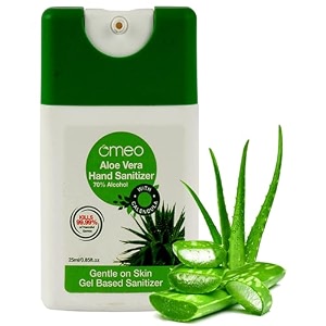 omeo aloe vera hand instant sanitizer gel 25ml 70 alcohol skin friendly safe for kids 9999 germs free protection anti bacterial advance formula quick dry