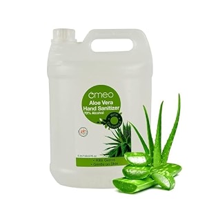 omeo aloe vera hand instant sanitizer gel 5 litre refill pack 70 alcohol skin friendly safe for kids 9999 germs free protection anti bacterial advance formula quick dry
