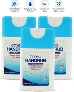omeo instant liquid sanitizer spray-25pk3 70 alcohol rinse-free skin friendly hand rub bottle