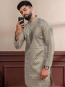 OMICRON FAB Men Chikan Embroidery Straight Kurta