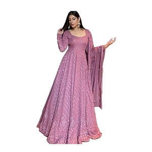 Omkar Textiles Light Purple Georgette Designer Gown