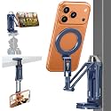 OMOTON TP02-Pro Magnetic Phone Holder, 5-in-1 Tripod Stand with Rear Attachment Plate | Desk, Kitchen, Gym, Vlogging | iPhone 12-17 Series, Blue