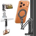 OMOTON TP02-Pro Magnetic Phone Holder, 5-in-1 Tripod Stand with Rear Attachment Plate | Desk, Kitchen, Gym, Vlogging | iPhone 12-17 Series, Grey