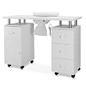OmySalon Manicure Table Nail Desk for Nail Tech, Nail Table Beauty Salon Station w/Electric Dust Collector Acetone Resistant w/Lockable Wheel,Arm Rest