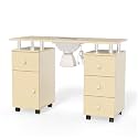 OmySalon Manicure Table Nail Desk for Nail Tech, Nail Table Station w/Electric Dust Collector, Makeup Beauty Salon Storage Acetone Resistant w/Wheels,Wrist Cushion (Almond Cream, Single 42.5''L)
