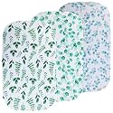 Onacosht Bedside Sleeper Bassinet Sheets 33" x 19", 3 Pack, Greenery Leaf