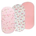 Onacosht Stretchy Bassinet Sheets 3 Pack 32"x16", Pink Floral