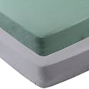 Onacosht Muslin Crib Sheets 2 Pack, 52" x 28", Grey and Green
