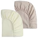 Onacosht Muslin Mini Crib Sheets, 39" x 27", 2 Pack, Beige and Fog