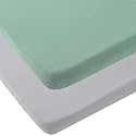 Onacosht Muslin Mini Crib Sheets, 39" x 27", 2 Pack, Grey and Green