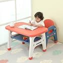Table &amp; Chair Sets Kids,Kindergarten Children Desk Chair Set,Toy Combined Study Table and Chair Set,Home Game Table,Interactive Workstation,Plastic Furniture (Color : Orange)