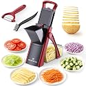 ONCE FOR ALL Safe Mandoline Slicer Plus with Peeler, Bigger Size, Red