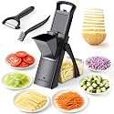 ONCE FOR ALL Safe Mandoline Slicer Plus with Peeler, Bigger Size, Black
