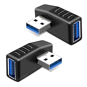 male to female 30 high speed l shape usb extender 90 degree usb adapter coupler hub converter both right and left angle plug 2 pack for laptop pc u disk mouse pendrive amp more