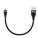 Black Short USB Cable Micro USB Fast Charging Power Bank Android Phone Galaxy Redmi Mi Realme Oppo Vivo Nokia Moto Durable Braided Nylon Mini Small Quick Sync Data Transfer Charger 25cm