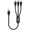 ONCRO® TYPE-C 50cm Oneplus short 3 in 1 charging cable Dash Warp 65w car multi charger power bank cord Type c Micro USB i-Phone port 6a Samsung fast charging with wall charger (No DATA Transfer)