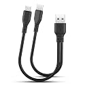 Dual Power Bank Cable, 2-in-1 USB Charging Splitter for Micro USB &amp; Type-C, 25cm Short Multi-Charging Cable for OnePlus, Samsung &amp; Android Devices, 2.1A Max (Not for Data Transfer)