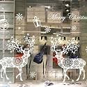ONDY Christmas Snowflake Window Cling Stickers for Glass, Xmas Decals Decorations Holiday Snowflake Santa Claus Reindeer Decals for Party, Christmas No Glue Static Stickers for Glass Windows