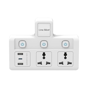 one beat cordless extension board with individual switch-multi plug socket with 2 usb a amp 1 usb c slot - flex board with safety shutter protection