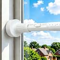One Click Tension Curtain Rod 40-137" Extra Long Adjustable Curtain Rod No Drilling for Window Bathroom Patio Decoration Shower Rod Easy to Install White