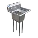 One Compartment Stainless Steel Commercial Kitchen Prep &amp; Utility Sink with 10” Right Drainboards | Bowl Size 10" x 14" X 10" | NSF