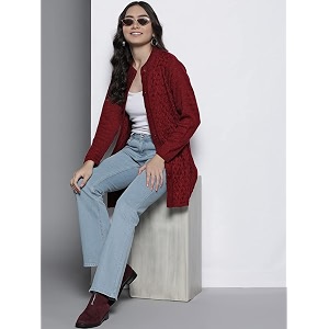 One femme Womens Woollen Solid Color Coat