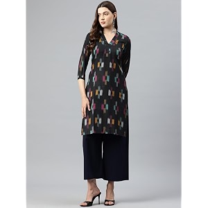 one femme women ikat printed kurta