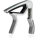 One Handed Trigger Guitar Metal Capo Quick Change For Ukulele, Electric And Acoustic Guitars (Silver)