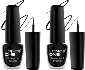 one on one waterproof eyeliner set of 2  long lasting eyeliner smudge proof eye makeup 10 ml black and black