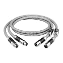 One Pair HiFi XLR Cable Sterling Silver Balanced 2XLR to 2XLR Male to Female Audio Cable for Microphone Extension Cable(0.5m)