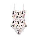 One Piece Bathing Suit for Teen Girls Comfy Crewneck Backless Bathing Suit
