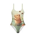 One Piece Bathing Suit for Teen Girls Comfy Crewneck Backless Bathing Suit