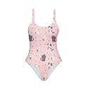 One Piece Bathing Suit for Teen Girls Comfy Crewneck Backless Bathing Suit