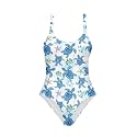 One Piece Bathing Suit for Teen Girls Comfy Crewneck Backless Bathing Suit