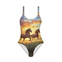 One Piece Bathing Suit for Teen Girls Comfy Crewneck Backless Bathing Suit