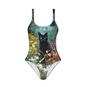 One Piece Bathing Suit for Teen Girls Comfy Crewneck Backless Bathing Suit