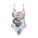 One Piece Bathing Suit for Teen Girls Comfy Crewneck Backless Bathing Suit