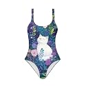 One Piece Bathing Suit for Teen Girls Comfy Crewneck Backless Bathing Suit