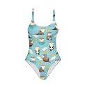 One Piece Bathing Suit for Teen Girls Comfy Crewneck Backless Bathing Suit